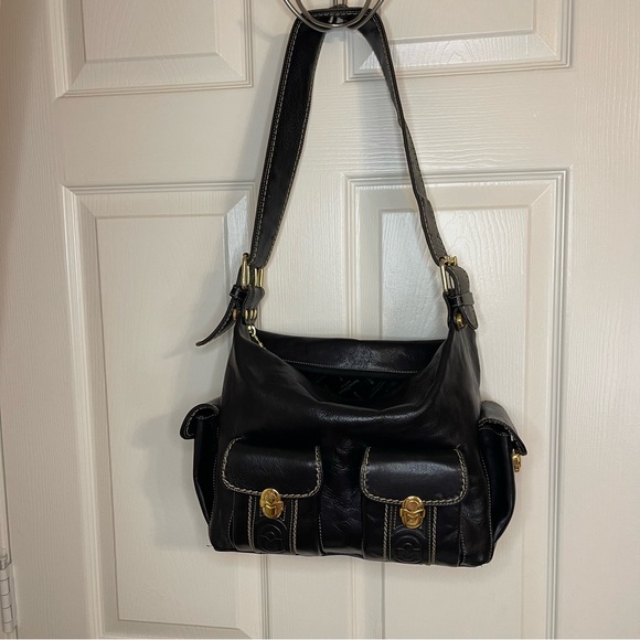 Marino Orlandi Black Shoulder Bag with 4 Exterior Pockets - Picture 2 of 15